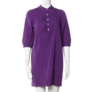 See By Chloe Purple Mini Shift Dress GUC Button Collar